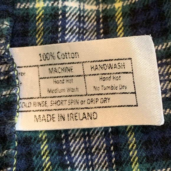 McGee Ireland Flannel Grandfather Shirt Adult L Men’s Large Blue Plaid NWOT 🍀 - Picture 4 of 7